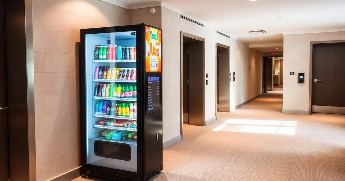 Adelaide hotel guest floor vending machine offering drinks and snacks as a minibar alternative in South Australia