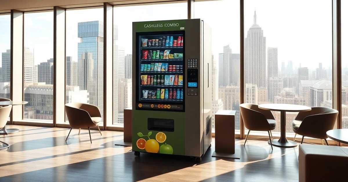 Cashless snack and drink combo vending machine in a Sydney CBD office breakout area